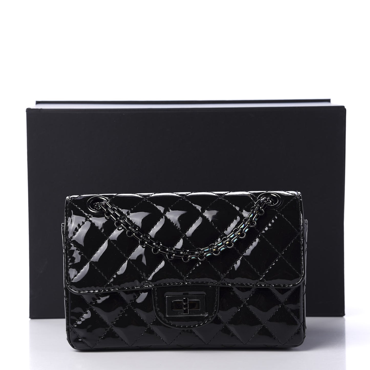 Patent Calfskin Quilted 2.55 Reissue Mini Flap Black