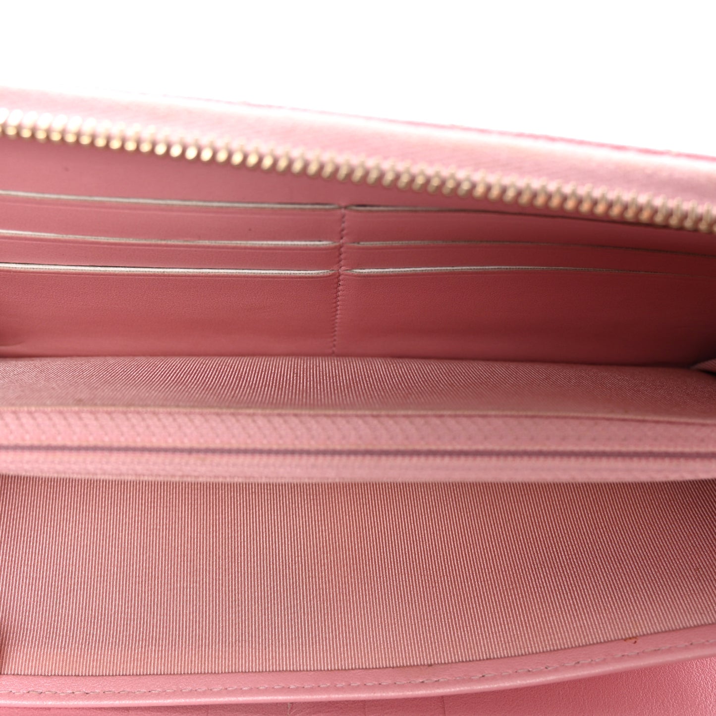 Iridescent Caviar Quilted Large Zip Around Organizer Wallet Pink