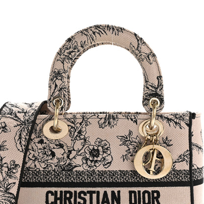 Christian Dior Canvas Embroidered Jardin Botanique Medium Lady D-Lite Light Pink Black 8 of 15