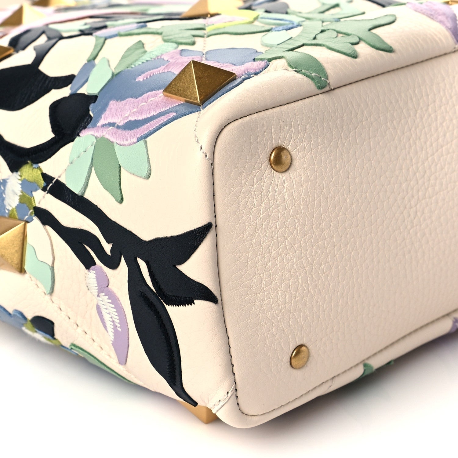 Valentino Garavani Grained Calfskin Embroidered Large Roman Stud Tote Multicolor 8 of 9