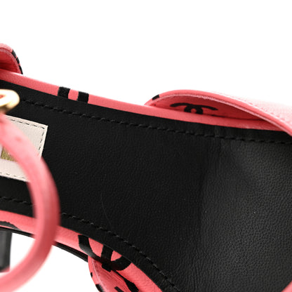 Chanel Printed Lambskin Coco Beach Sandals 37 Pink Black 10 of 11