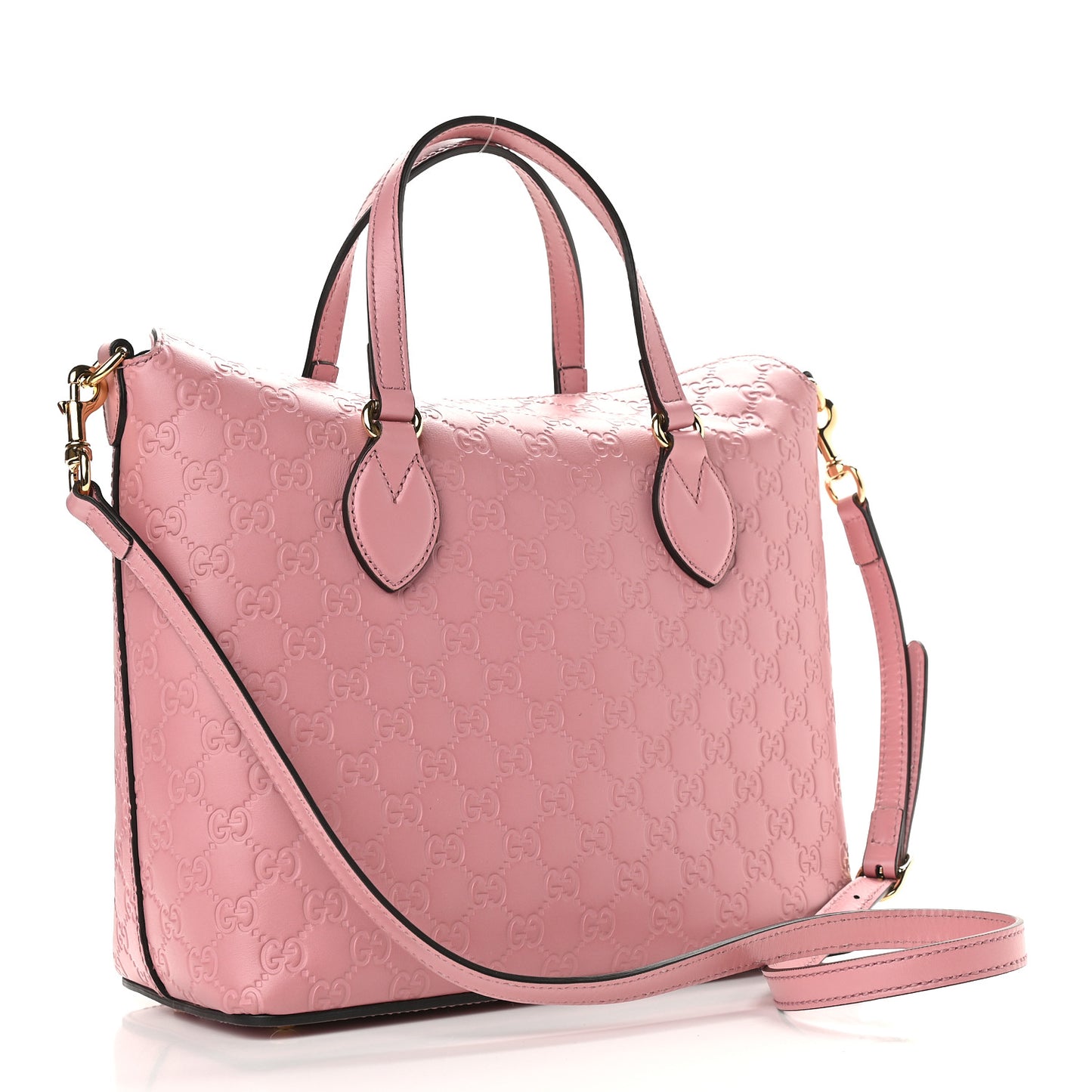 Guccissima Signature Linea A Foldover Tote Rose Baby Candy