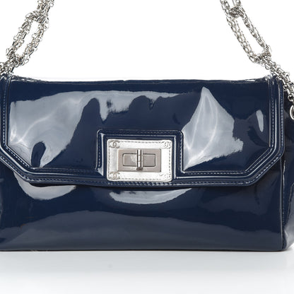 Chanel Patent Calfskin Mademoiselle Lock Bijoux Chain Flap Blue 8 of 16