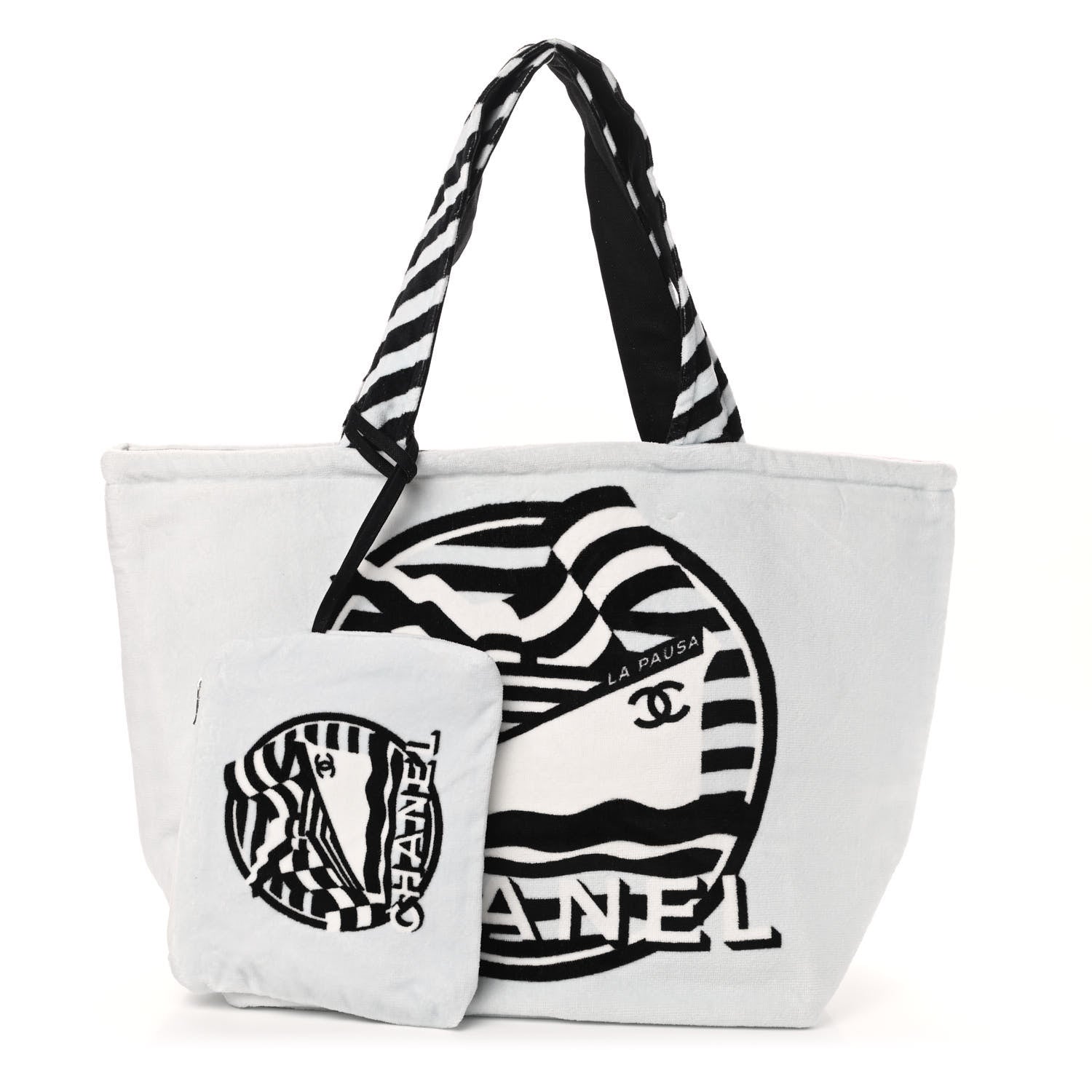 Chanel Terry Cloth Cotton La Pausa Bay Reversible Beach Tote 1 of 13