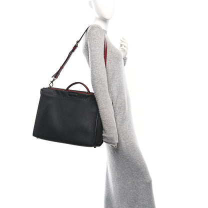 Fendi Cuoio Romano Selleria Vitello Zeus Large Mens Peekaboo Iconic Essential Satchel Black Rosso 2 of 13