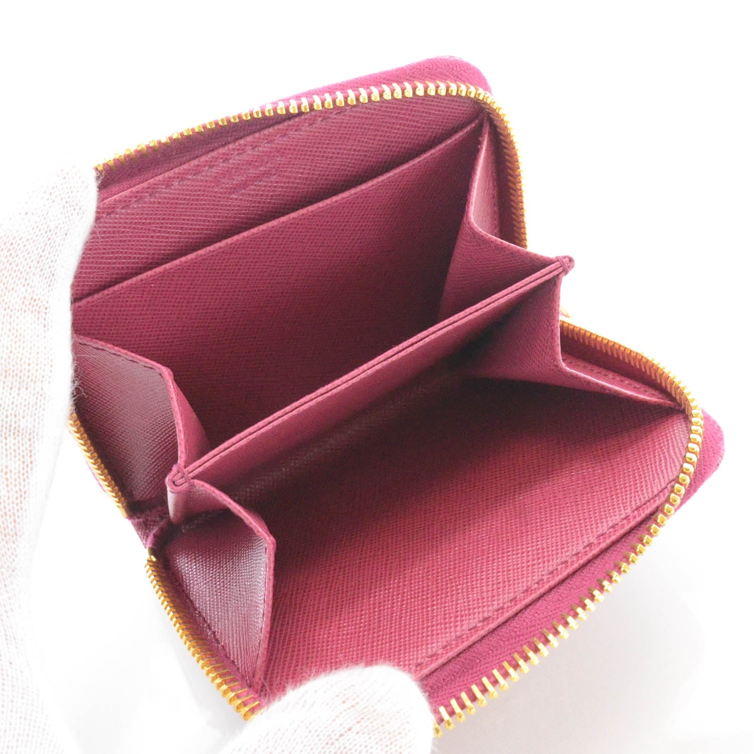 Prada Saffiano Metal Zip Coin Purse Ibisco 5 of 6