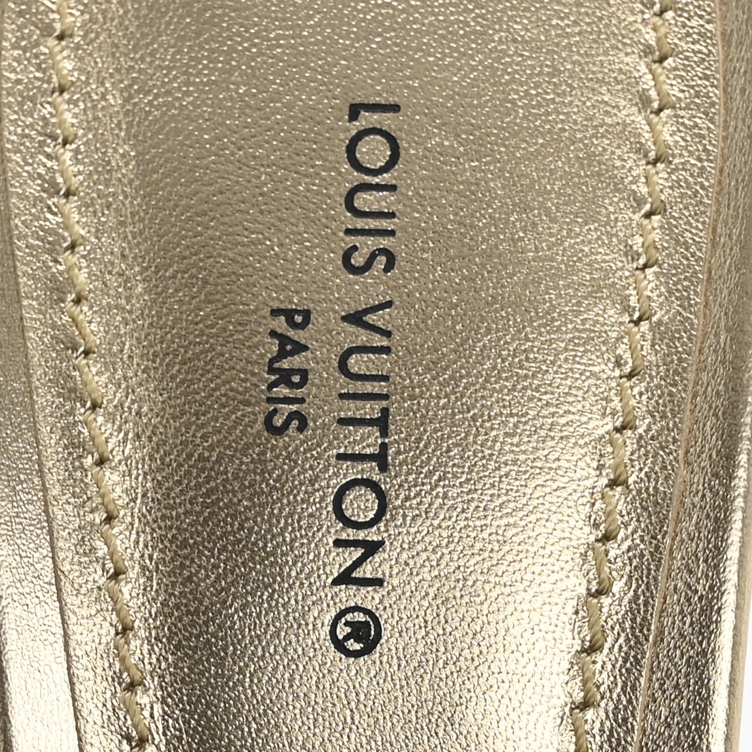 Louis Vuitton Metallic Lambskin Embossed Monogram Revival High Heel Mules 39.5  Gold 7 of 16