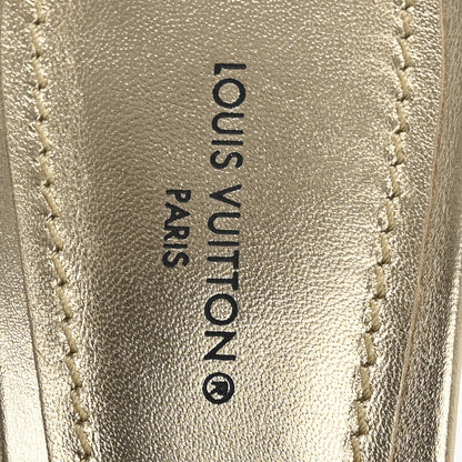 Louis Vuitton Metallic Lambskin Embossed Monogram Revival High Heel Mules 39.5  Gold 7 of 16