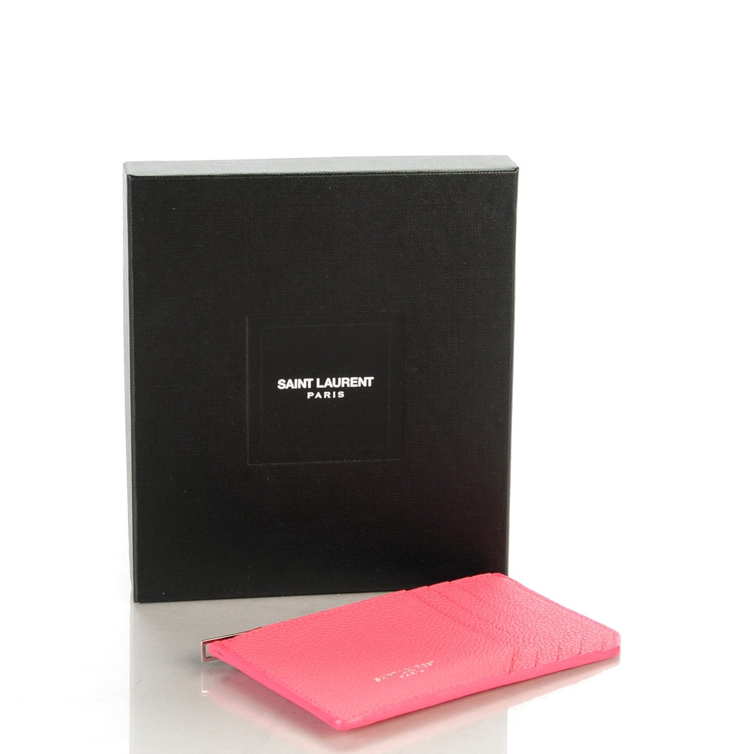 Saint Laurent Grained Calfskin 5 Fragments Zip Pouch Card Holder Rose Clair 4 of 7