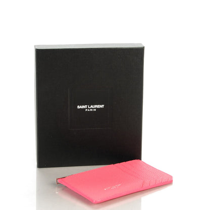 Saint Laurent Grained Calfskin 5 Fragments Zip Pouch Card Holder Rose Clair 4 of 7