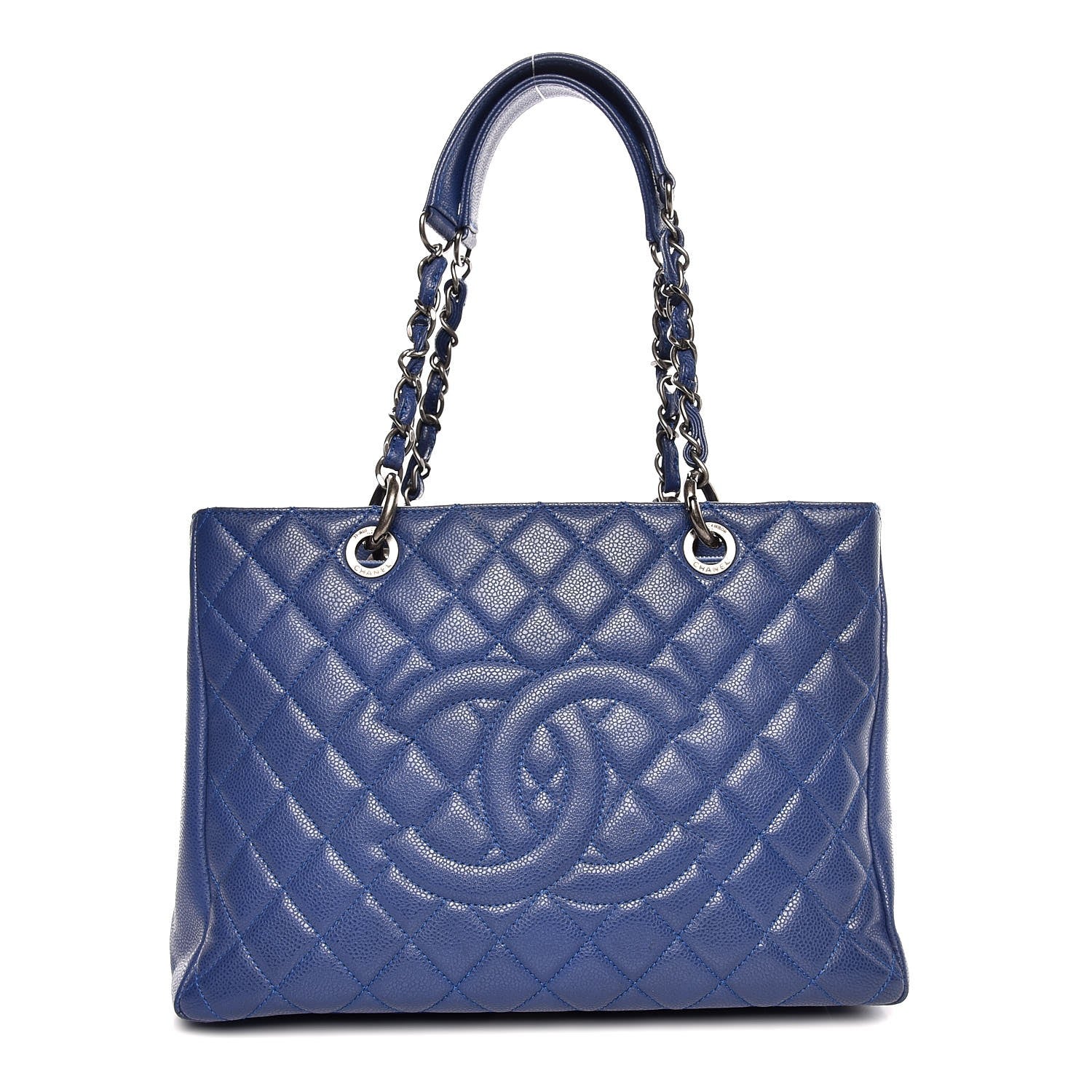 Chanel Caviar Quilted Grand Shopping Tote GST Dark Blue 1 of 9