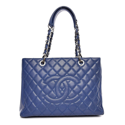 Chanel Caviar Quilted Grand Shopping Tote GST Dark Blue 1 of 9