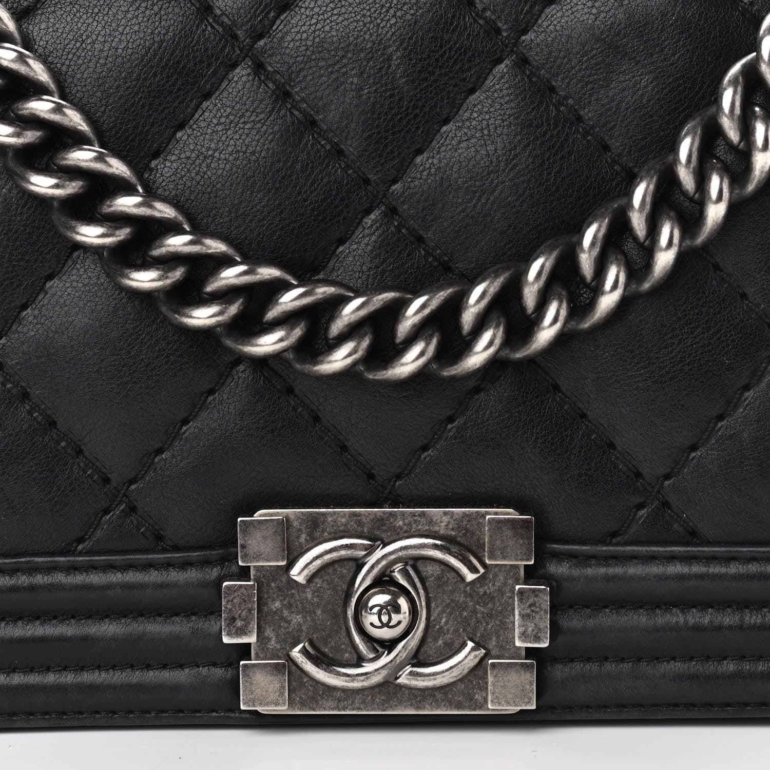 Chanel Calfskin Double Stitch Medium Boy Flap Black 8 of 12