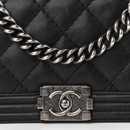Chanel Calfskin Double Stitch Medium Boy Flap Black 8 of 12