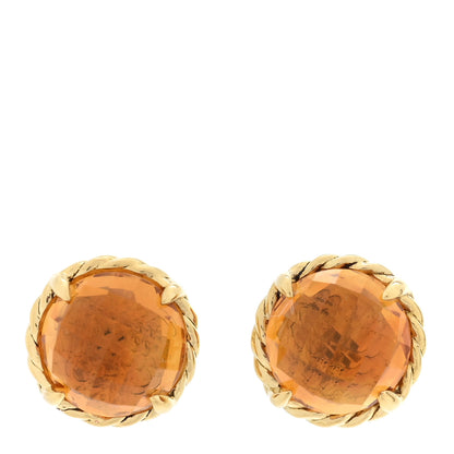 David Yurman 18K Yellow Gold Citrine 8mm Chatelaine Earrings 1 of 4