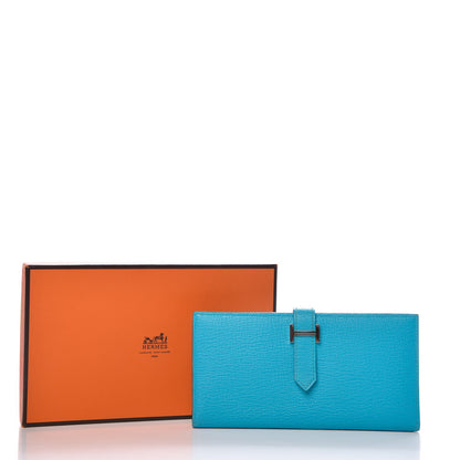 Hermes Chevre Mysore Bearn Gusset Wallet Bleu Azteque 8 of 8