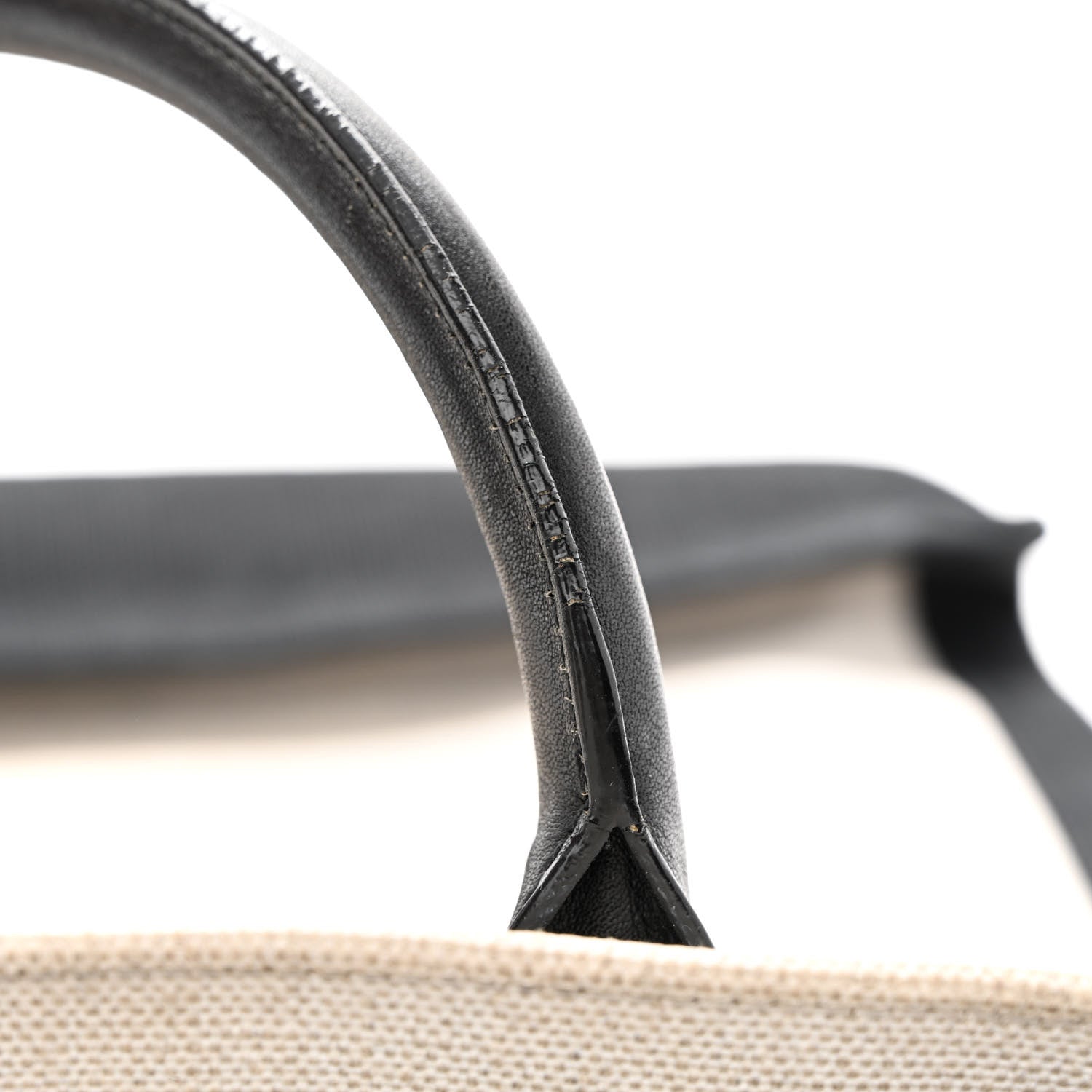Saint Laurent Linen Calfskin Rive Gauche North South Tote White Black 15 of 15