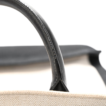 Saint Laurent Linen Calfskin Rive Gauche North South Tote White Black 15 of 15