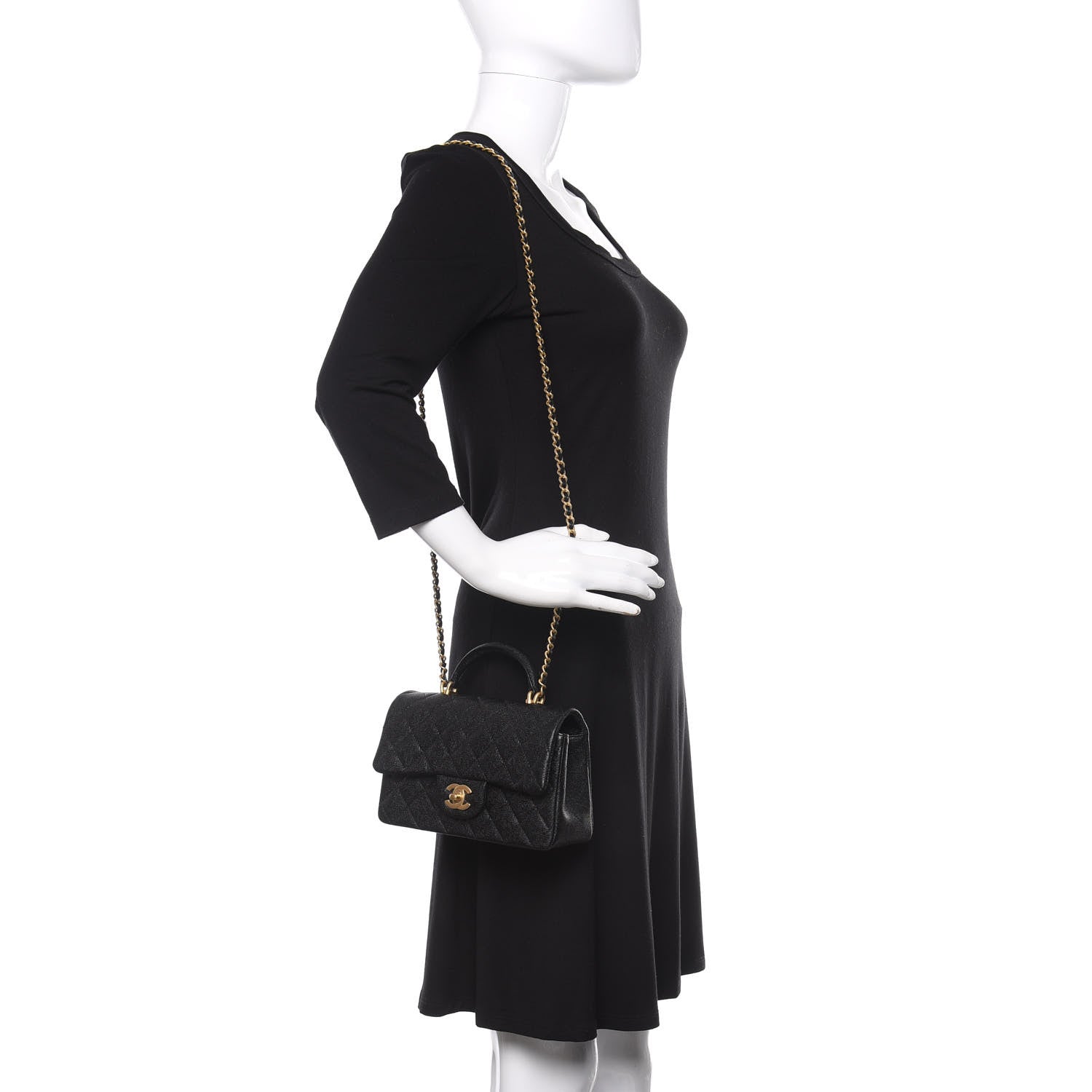 Chanel Caviar Quilted Mini Top Handle Rectangular Flap Black 2 of 9