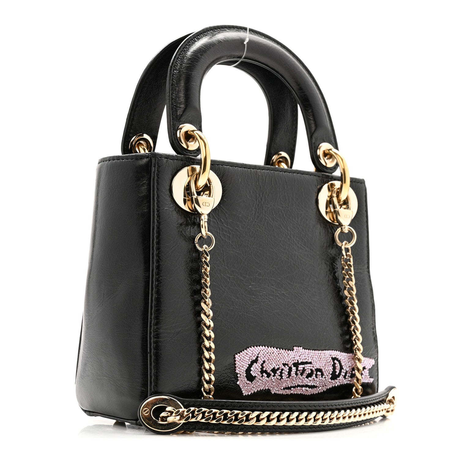 Christian Dior Calfskin Beaded Mini Lady Dior Black 3 of 11