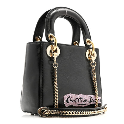 Christian Dior Calfskin Beaded Mini Lady Dior Black 3 of 11