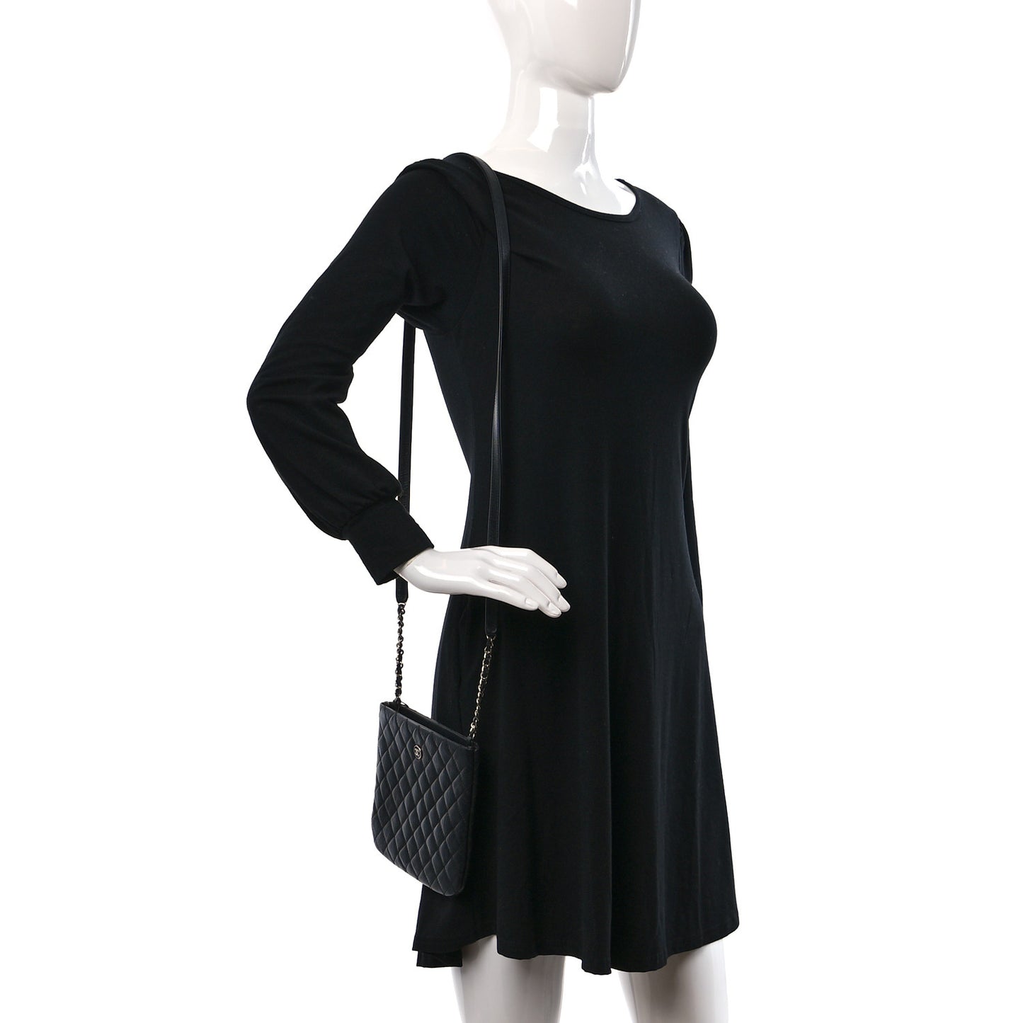 Aged Calfskin Quilted Crossbody Bag Black