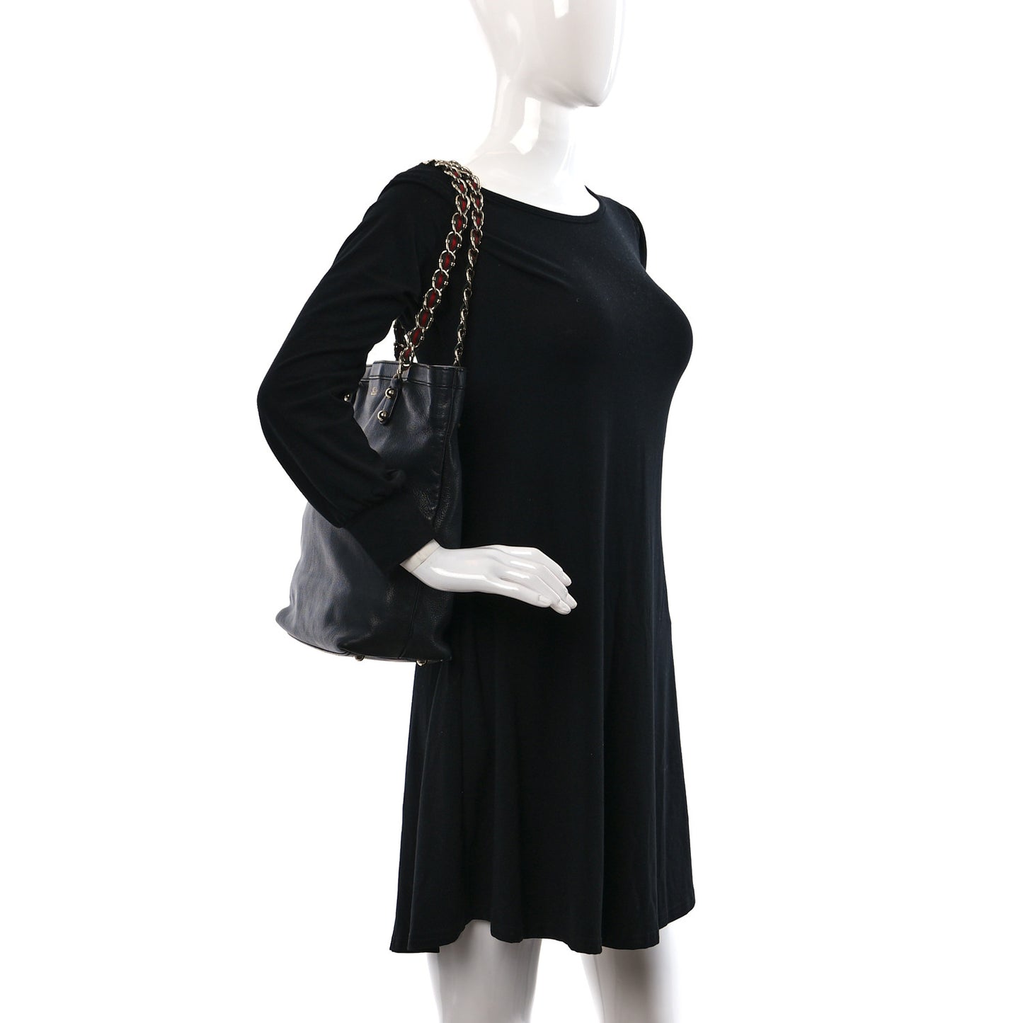 Goatskin Capri Chain Tote Black