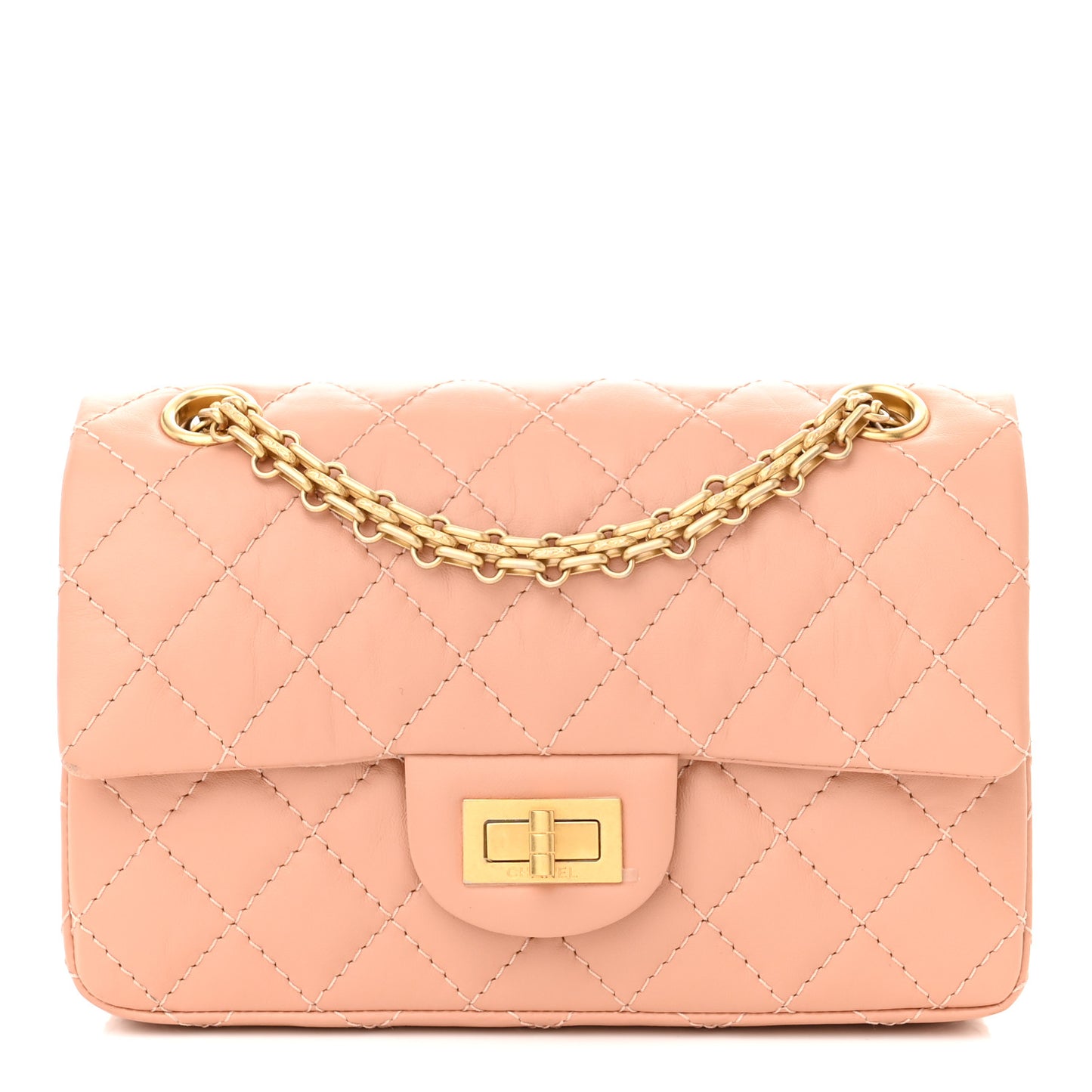 Aged Calfskin Quilted 2.55 Reissue Mini Flap Beige