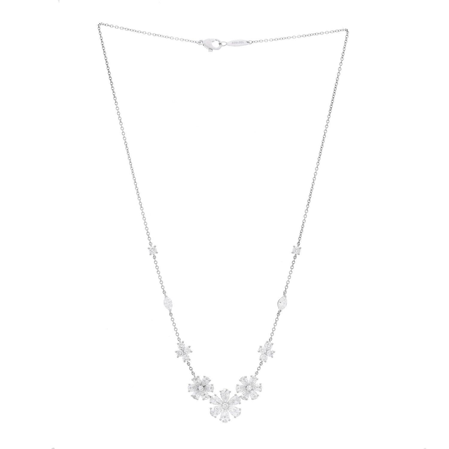 Harry Winston Platinum Diamond Forget-Me-Not Multi Motif Pendant Necklace 3 of 6