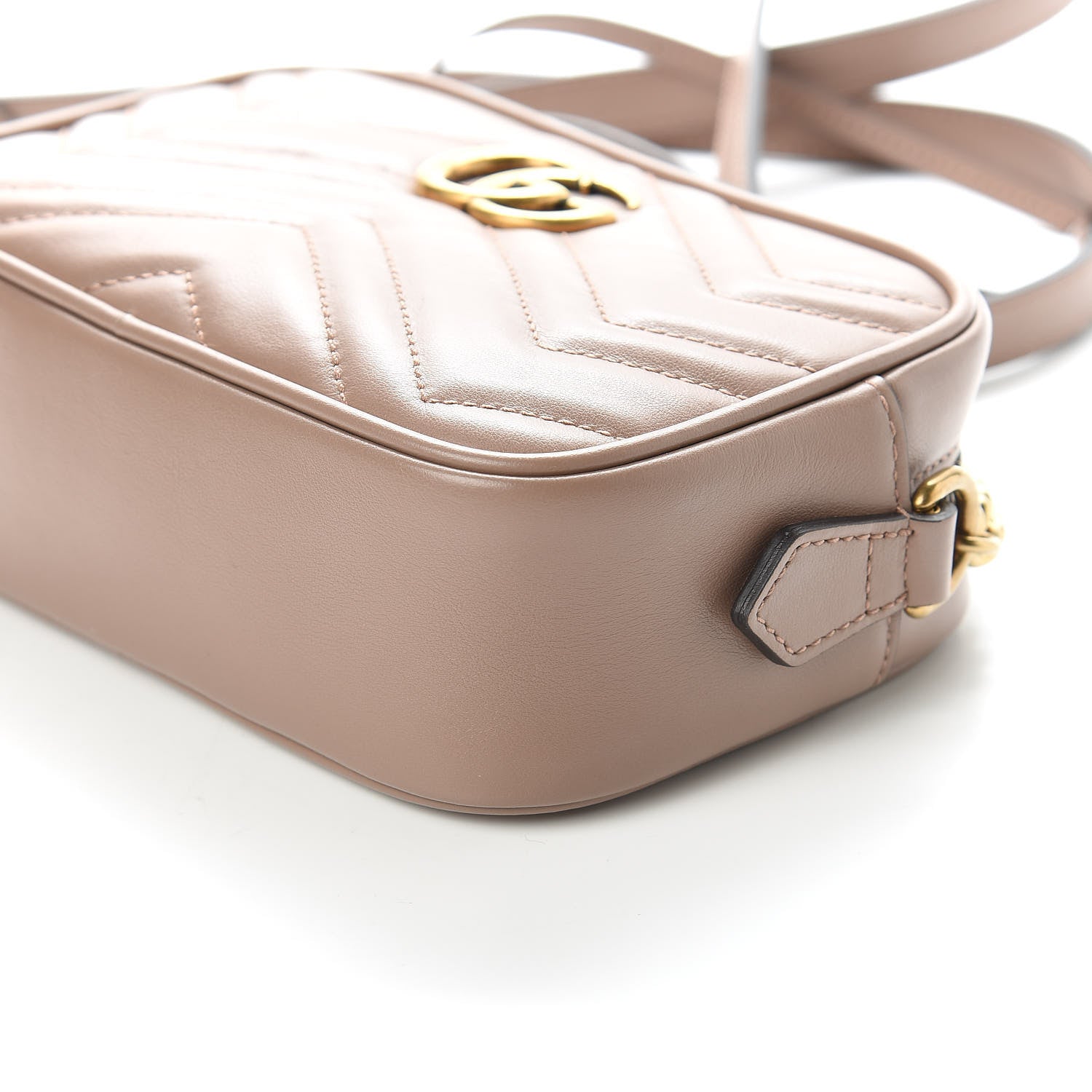 Gucci Calfskin Matelasse Mini GG Marmont Chain Shoulder Bag Porcelain Rose 9 of 10