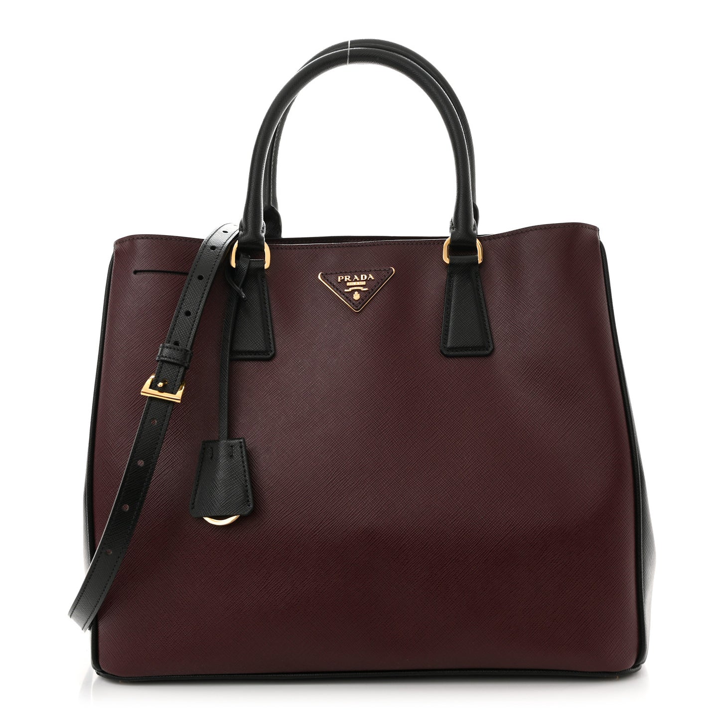 Saffiano Lux Bi-Color Medium Tote Red Black