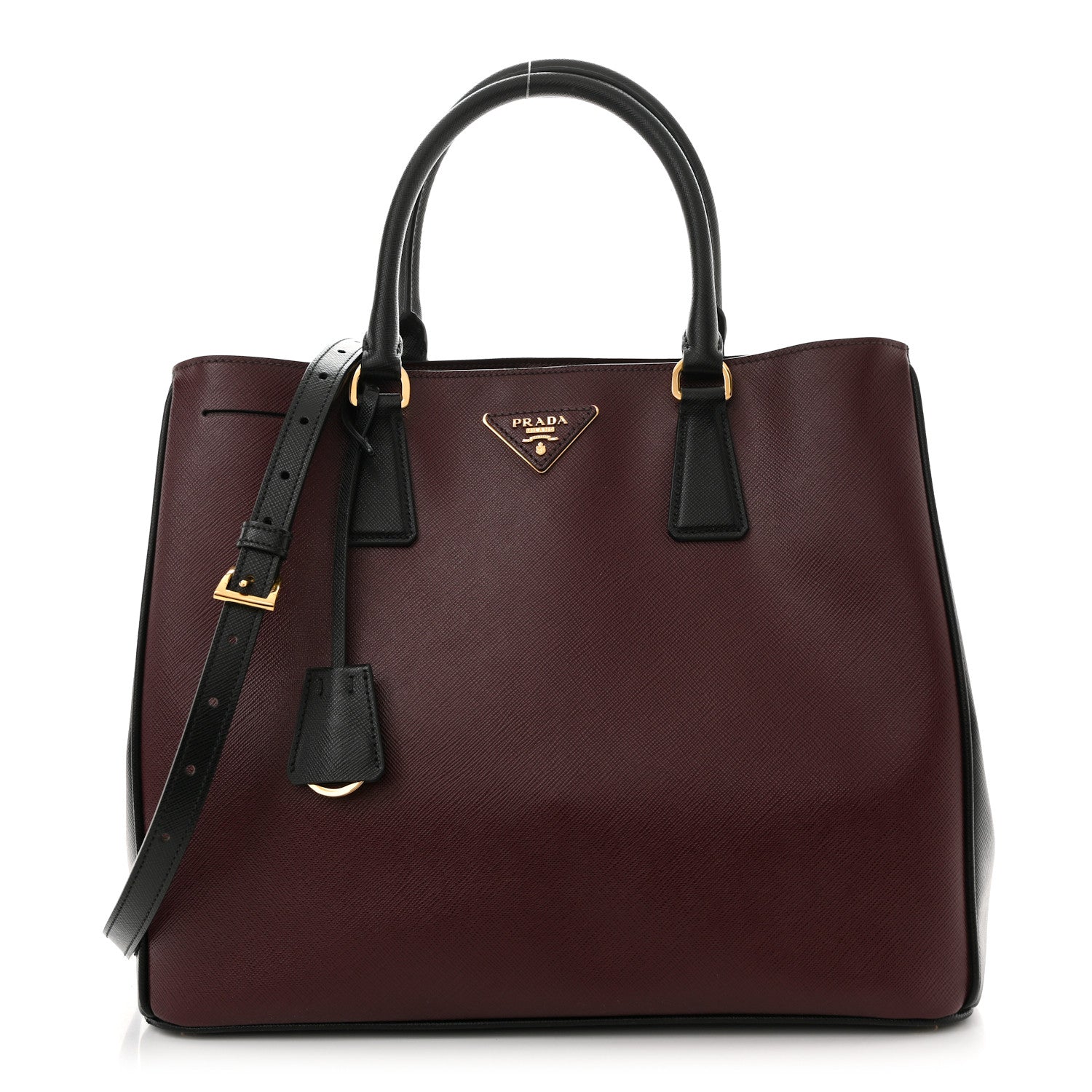 Prada Saffiano Lux Bi-Color Medium Tote Red Black 1 of 14