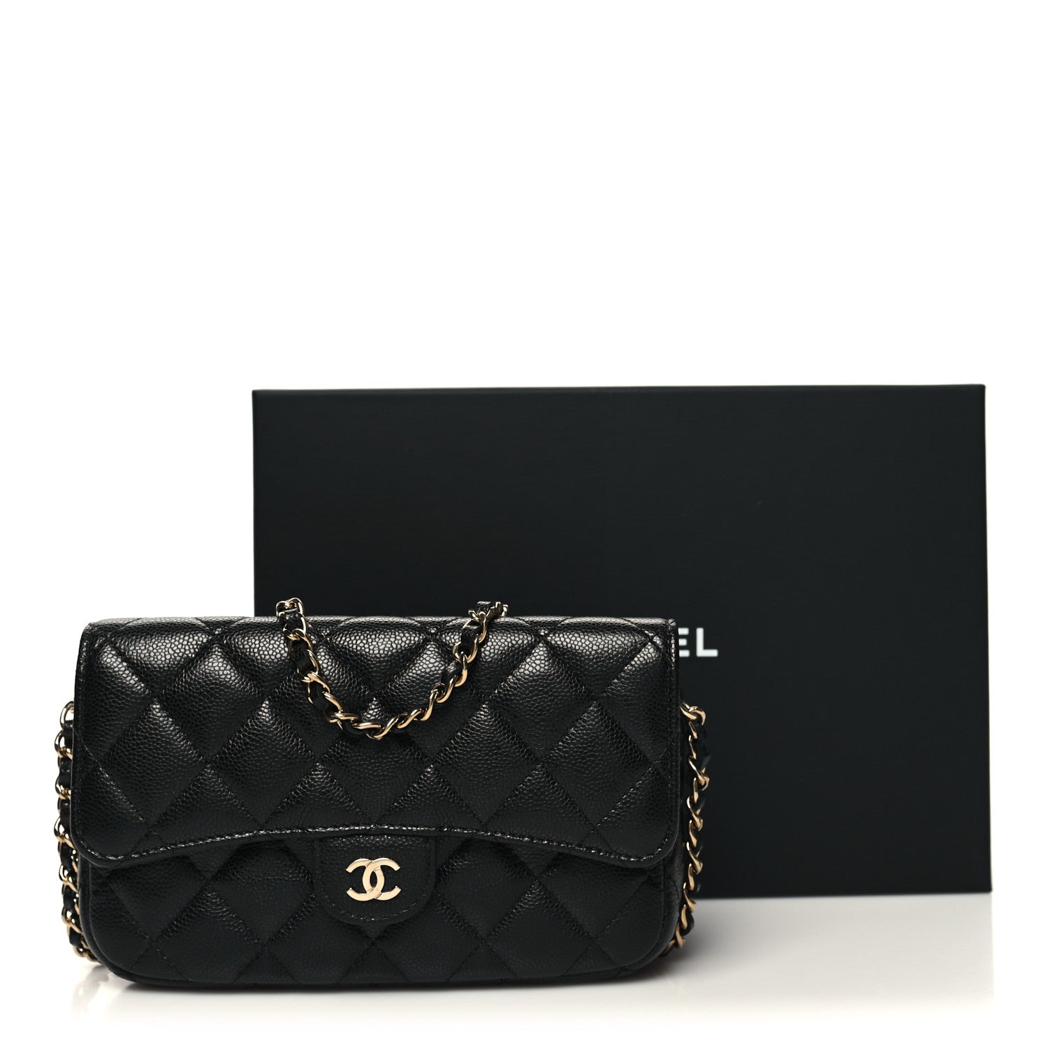 Chanel Caviar Quilted Flap Phone Holder With Chain Black 14 of 14