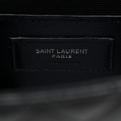 Saint Laurent Grain De Poudre Textured Mixed Matelasse Triquilt Small Monogram Monochrome Satchel Black 7 of 11