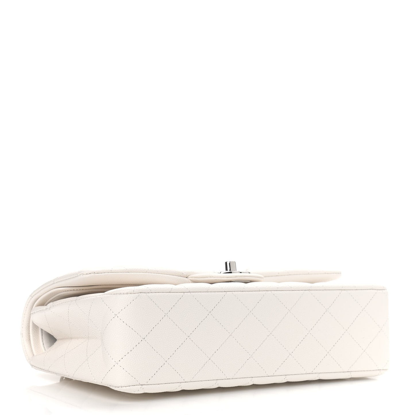 Caviar Quilted Medium Double Flap White