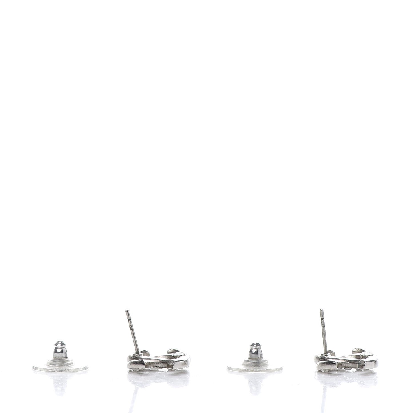 Baguette Crystal CC Earrings Silver