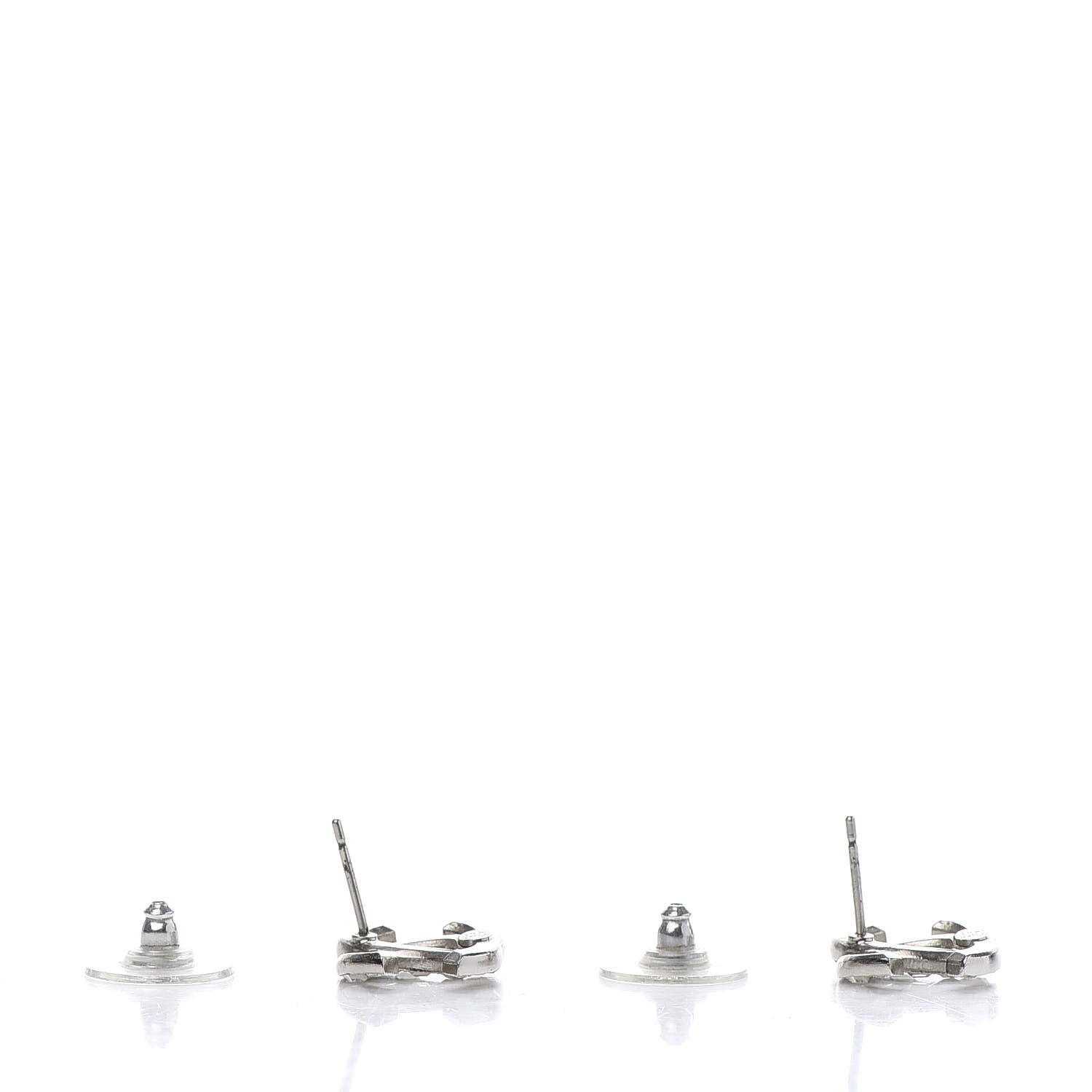 Chanel Baguette Crystal CC Earrings Silver 4 of 6