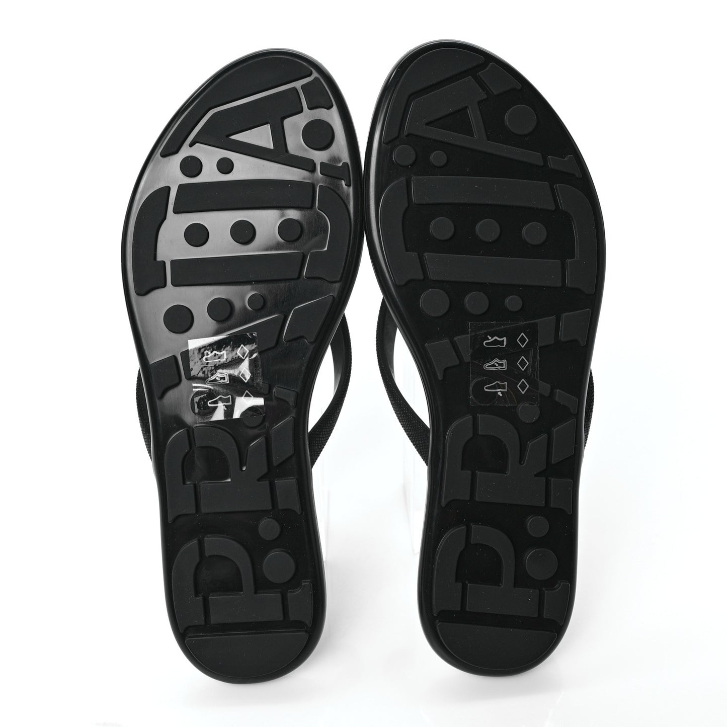 Saffiano Metal Triangle Thong Sandals 35 Black