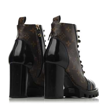 Louis Vuitton Patent Calfskin Monogram Star Trail Ankle Boots 38.5 Black 3 of 4