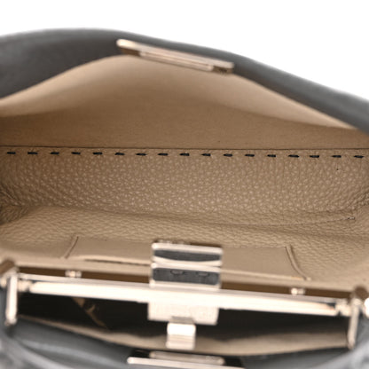 Fendi Cuoio Romano Selleria Bi-Color Mini Peekaboo Iconic Satchel Asfalto Latte 6 of 11