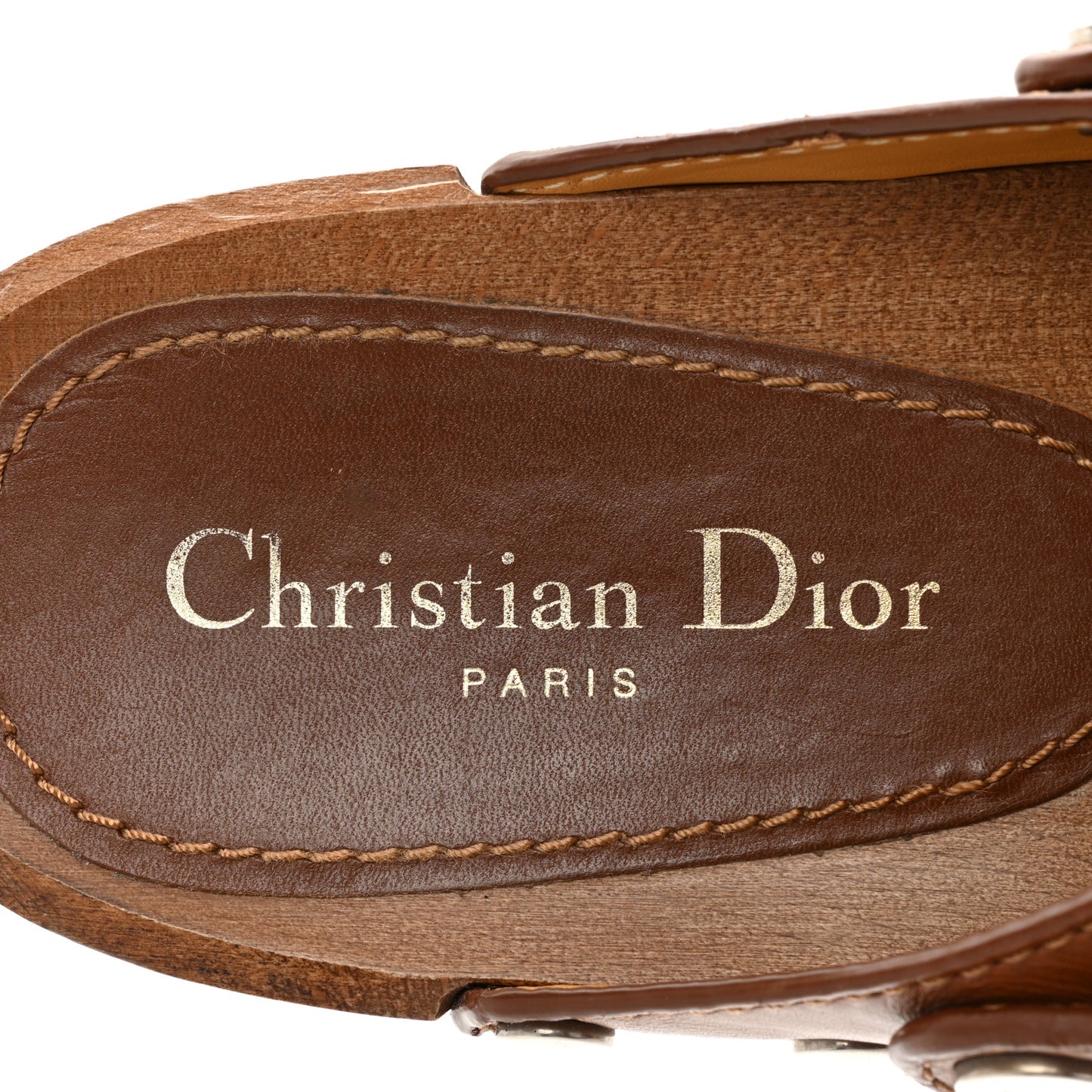 Calfskin Diorquake 20mm Slingback Clogs 38.5 Camel