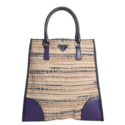Prada Tweed Vitello Flat Tote Bag 1 of 8