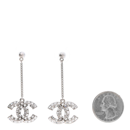 Chanel Baguette Crystal CC Drop Earrings Silver 2 of 5
