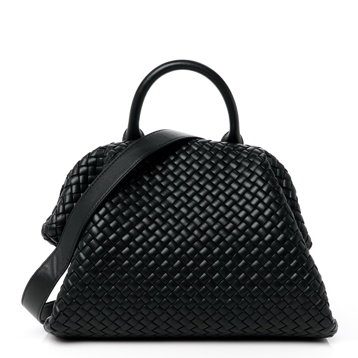 Nappa Intrecciato Medium Padded The Handle Tote Black