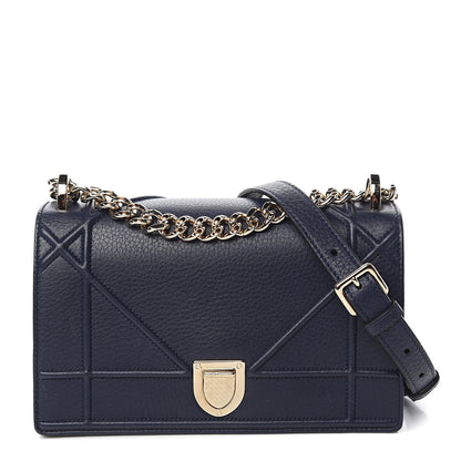 Christian Dior Grained Calfskin Small Diorama Flap Bag Indigo 1 of 9