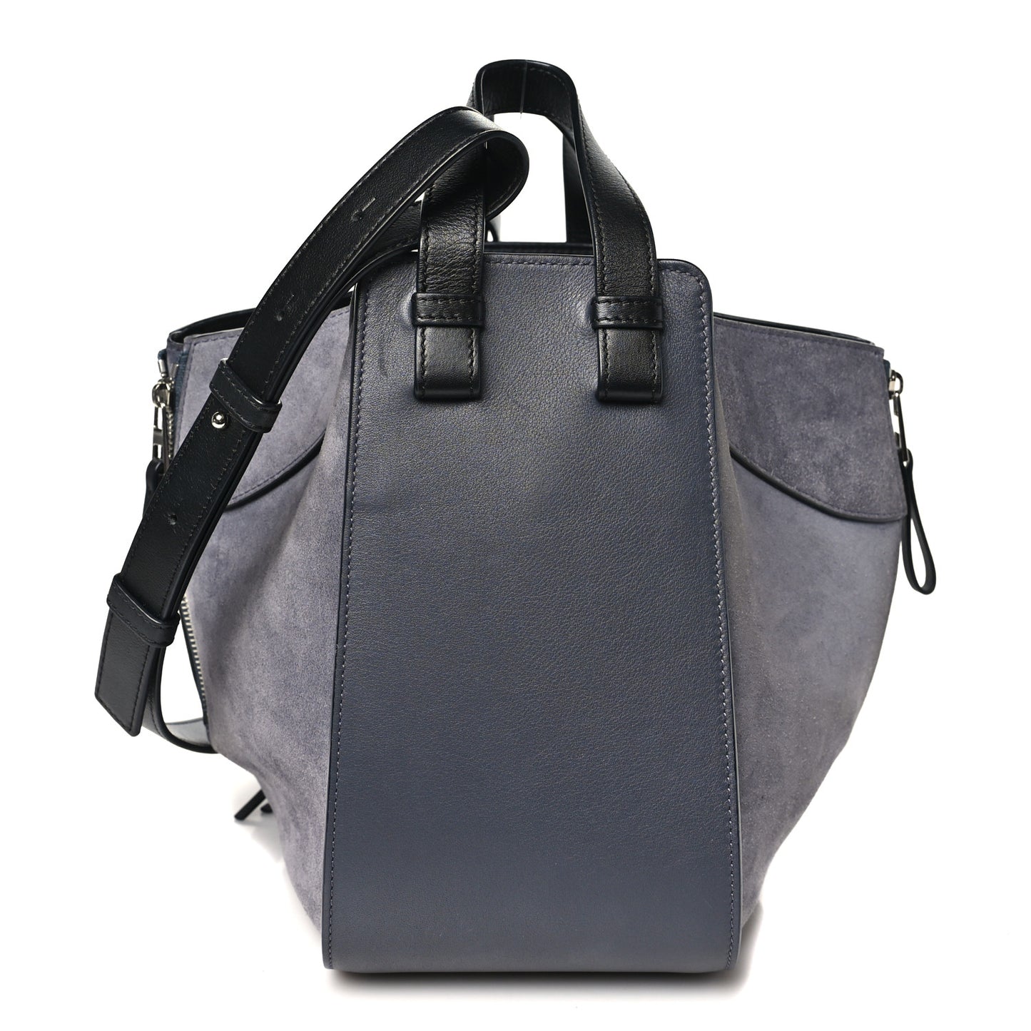 Calfskin Suede Medium Hammock Shoulder Bag Grey Black