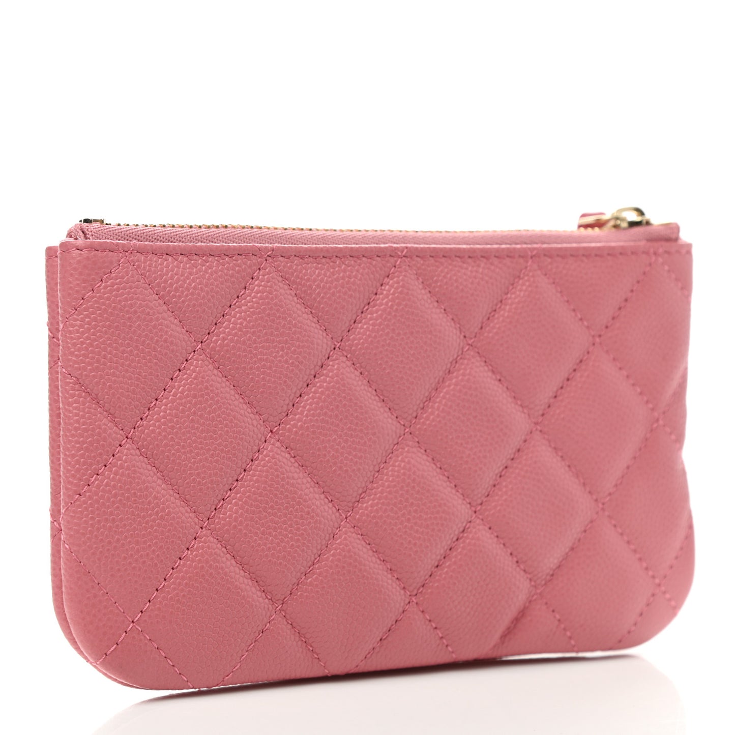 Caviar Quilted Small Cosmetic Case Dark Pink