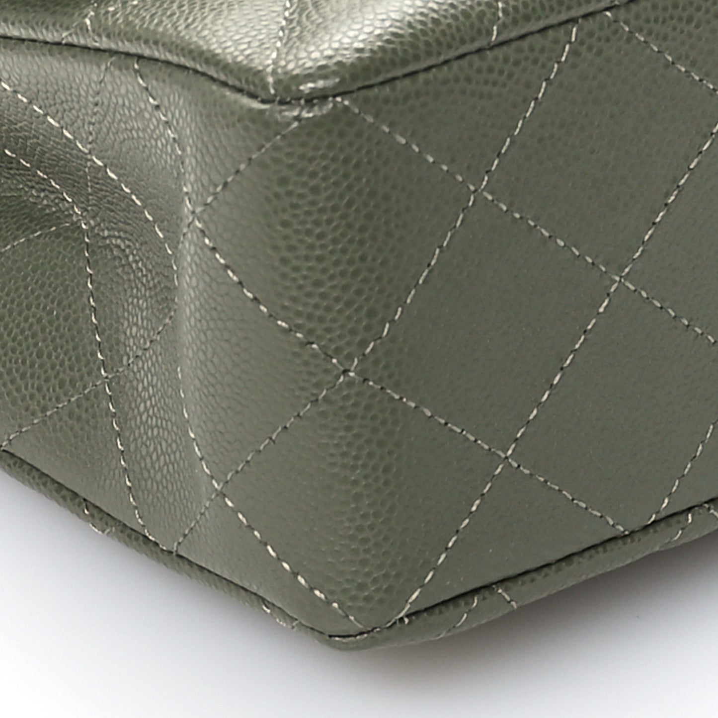 Caviar Quilted Small Double Flap Green