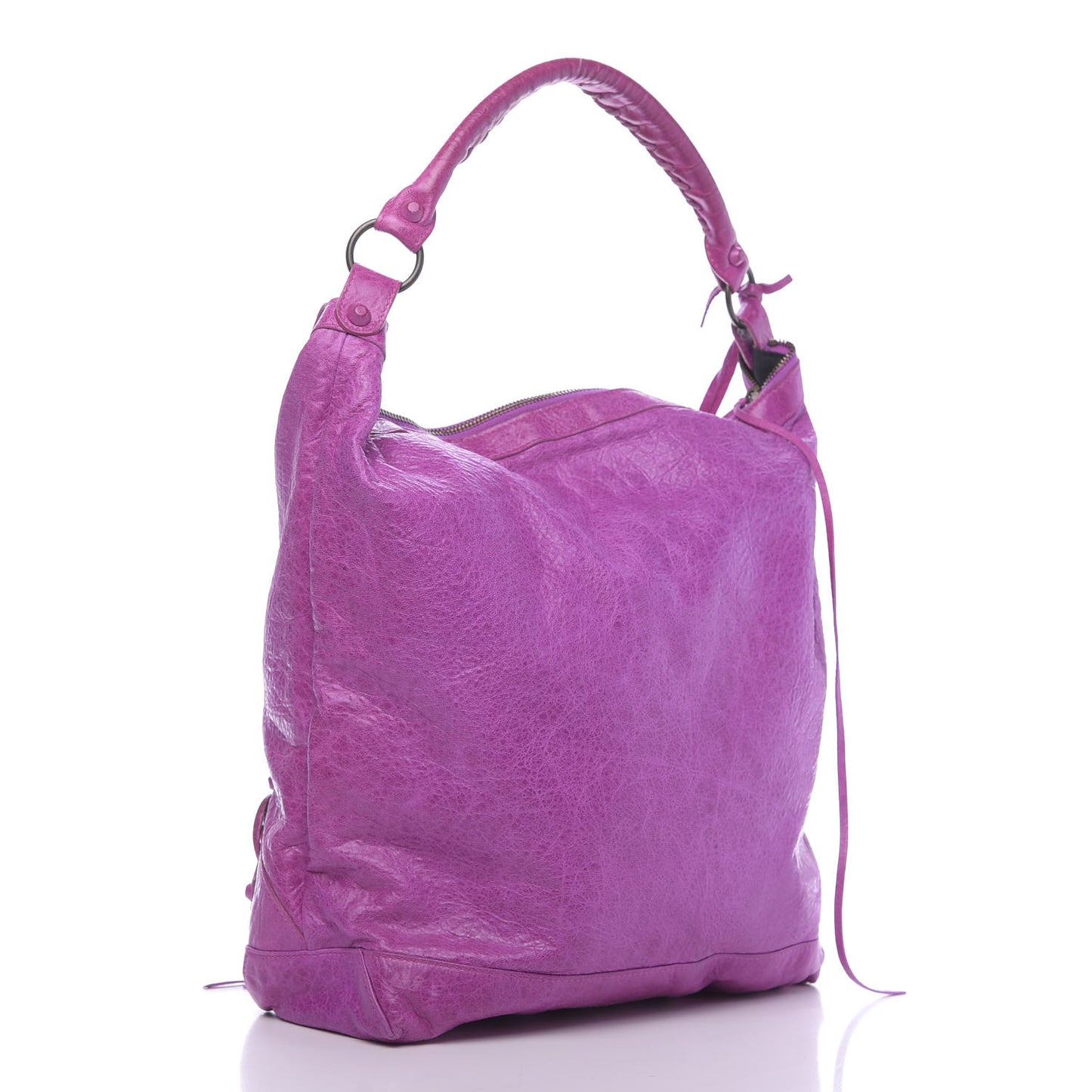 Agneau Rubber Covered Classic Hardware Day Hobo Amethyst
