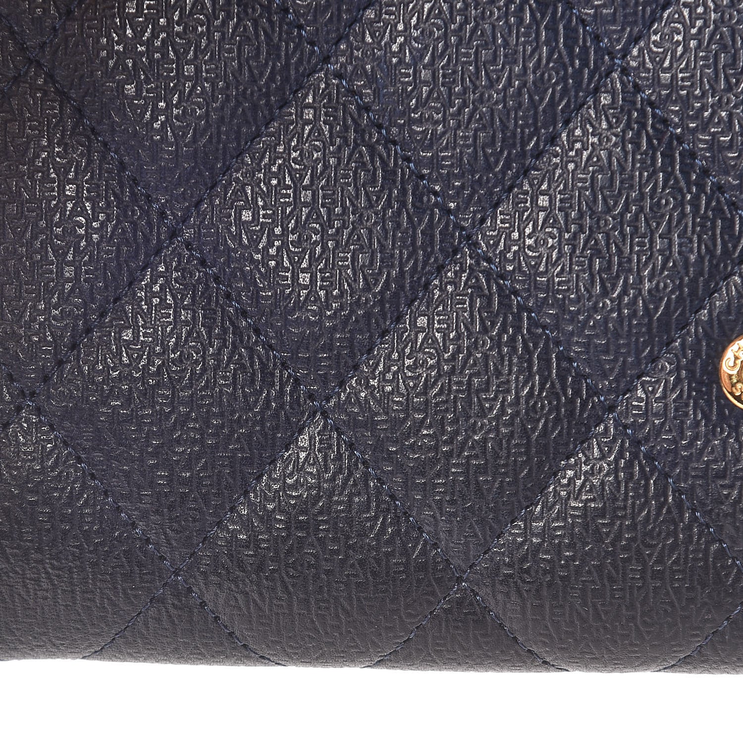 Chanel Letter Calfskin Embossed Quilted Large Gusset Flap Wallet Navy 11 of 15
